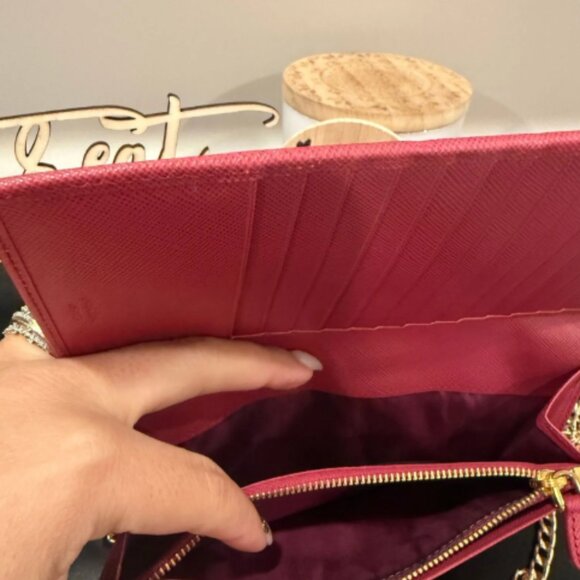 PR001. PRADA, Saffiano Leather Long Wallet, Fuschia/Dark Pink - Picture 4 of 4